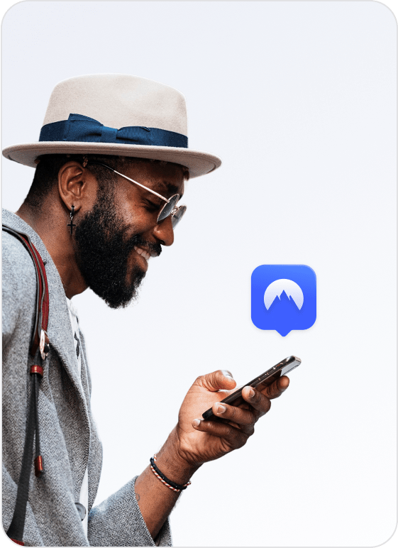 A man using a VPN service on his phone to access a free and open internet.